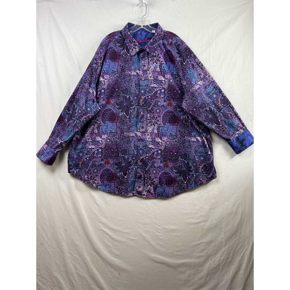 Robert Graham Button Down Shirt Mens 4XL Purple Paisley Floral Long Sleeve